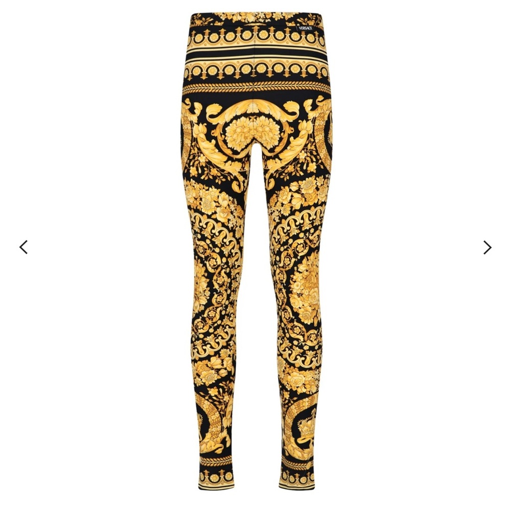 Gold and Black Baroque Print Leggings